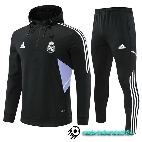 Replicas Chaqueta Con Capucha Niños Real Madrid 2022 2023 Negro Purpura