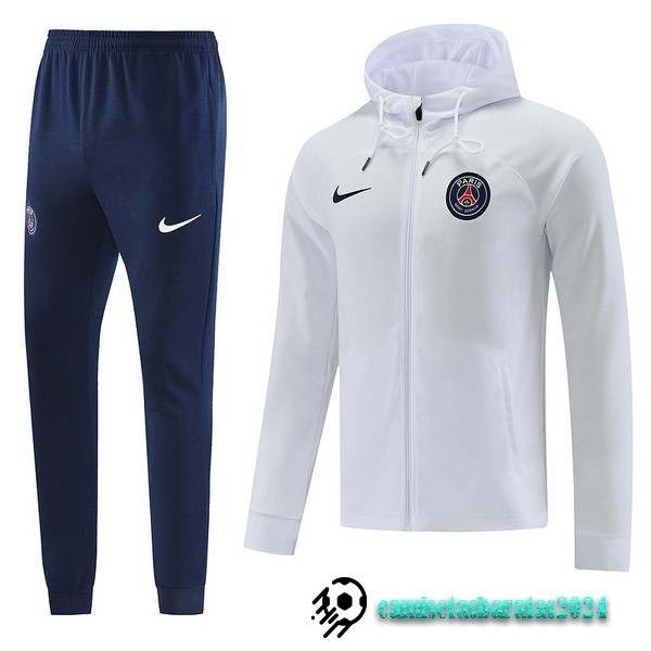 Replicas Chaqueta Con Capucha Paris Saint Germain 2022 2023 Blanco II Negro