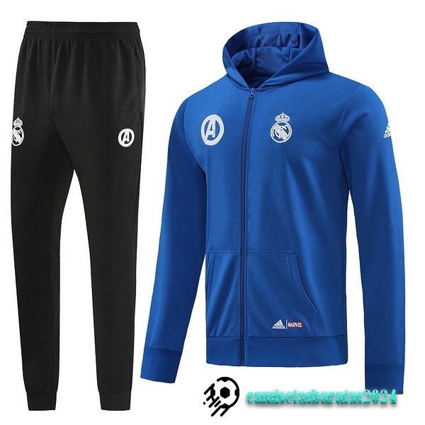 Replicas Chaqueta Con Capucha Real Madrid 2022 2023 Negro Azul