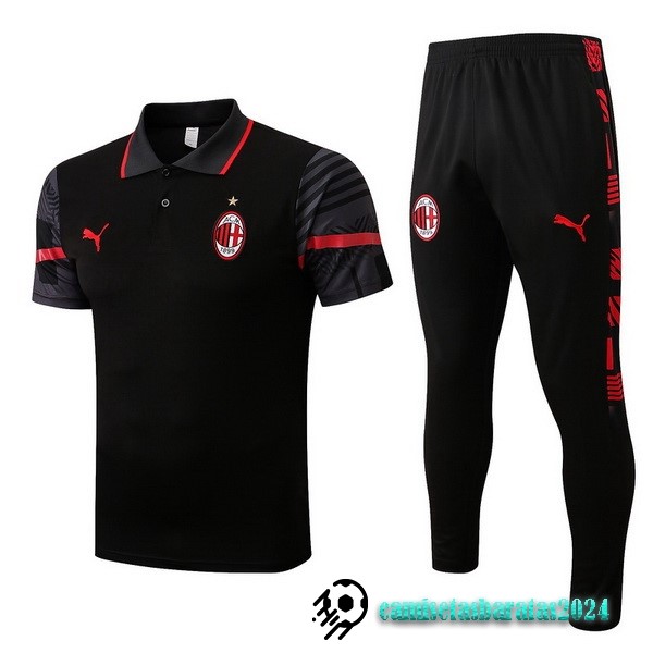 Replicas Conjunto Completo Polo AC Milan 2022 2023 Negro Rojo