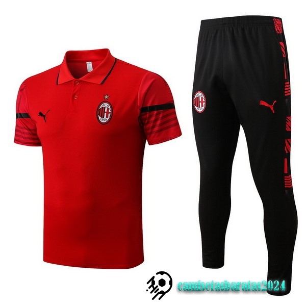 Replicas Conjunto Completo Polo AC Milan 2022 2023 Rojo Negro