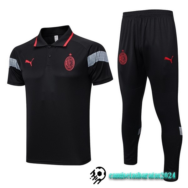 Replicas Conjunto Completo Polo AC Milan 2023 2024 Negro Rojo