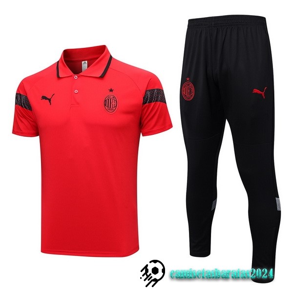 Replicas Conjunto Completo Polo AC Milan 2023 2024 Rojo Negro