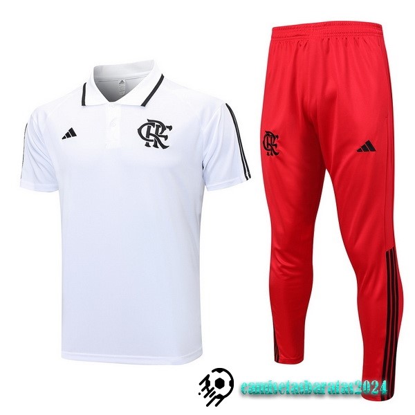 Replicas Conjunto Completo Polo Flamengo 2023 2024 Blanco Rojo