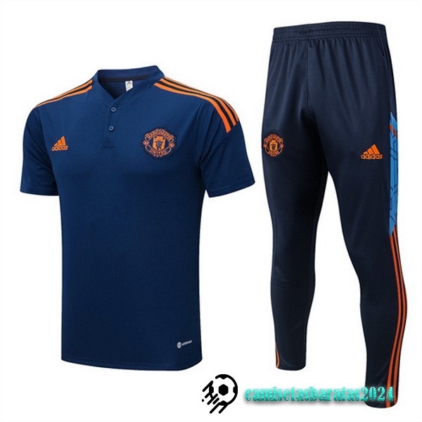 Replicas Conjunto Completo Polo Manchester United 2022 2023 Azul Naranja