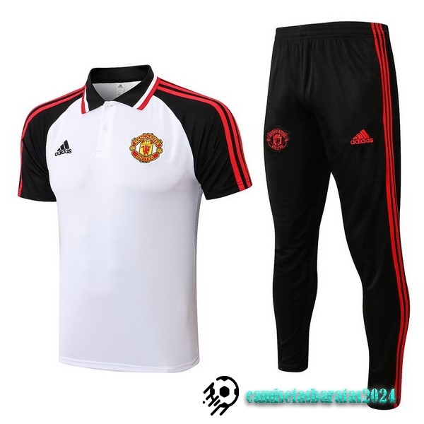 Replicas Conjunto Completo Polo Manchester United 2022 2023 Blanco Negro Rojo