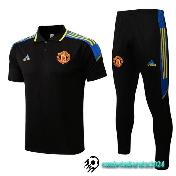 Replicas Conjunto Completo Polo Manchester United 2022 2023 Negro Amarillo