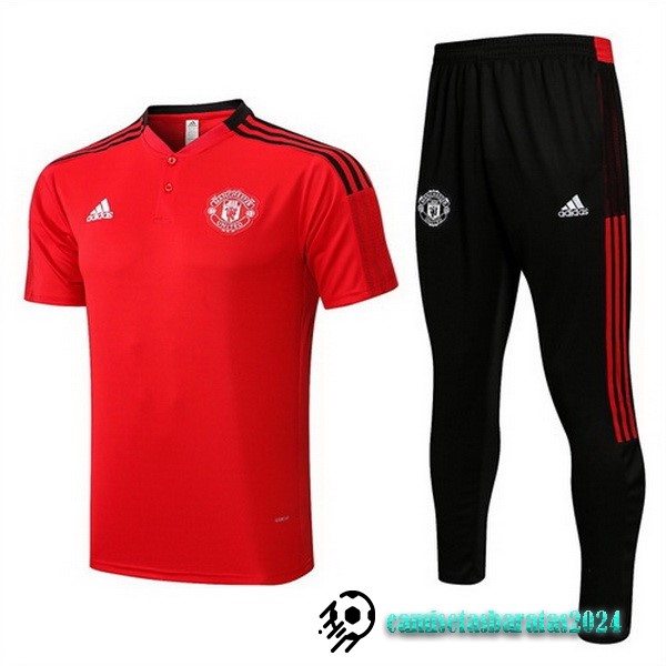 Replicas Conjunto Completo Polo Manchester United 2022 2023 Rojo Negro