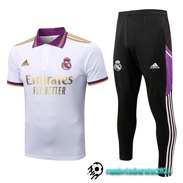 Replicas Conjunto Completo Polo Real Madrid 2022 2023 Blanco Purpura