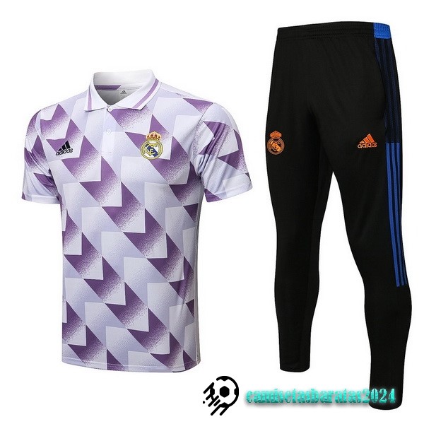 Replicas Conjunto Completo Polo Real Madrid 2022 2023 Purpura Blanco