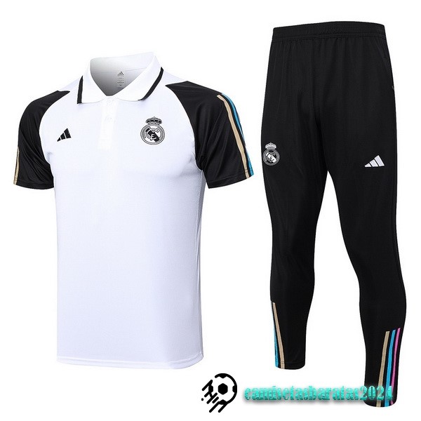 Replicas Conjunto Completo Polo Real Madrid 2023 2024 Blanco Negro