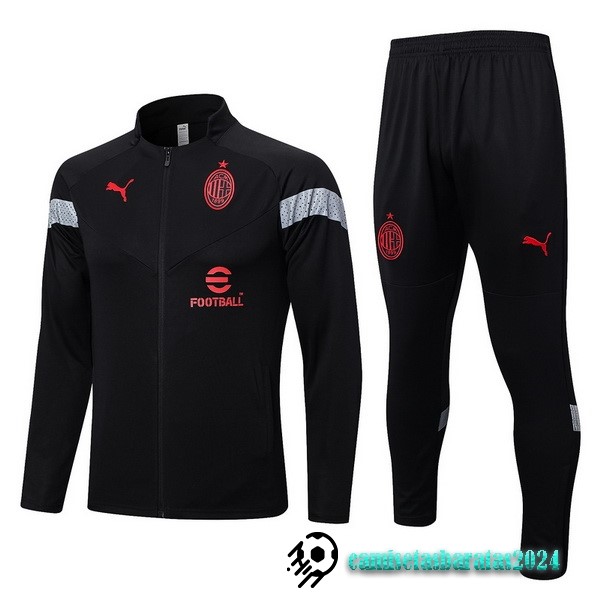 Replicas Conjunto Completo Ropa Deportiva Con Cremallera Larga AC Milan 2022 2023 I Negro