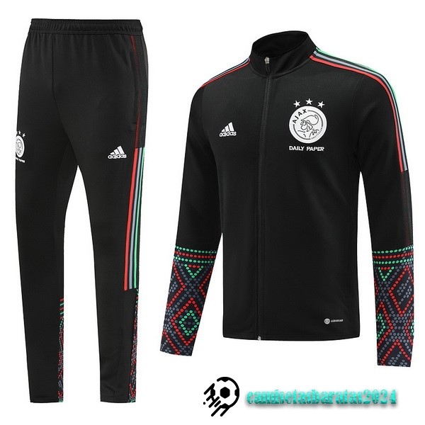 Replicas Conjunto Completo Ropa Deportiva Con Cremallera Larga Ajax 2022 2023 Negro