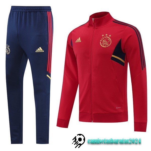 Replicas Conjunto Completo Ropa Deportiva Con Cremallera Larga Ajax 2022 2023 Purpura II Rojo