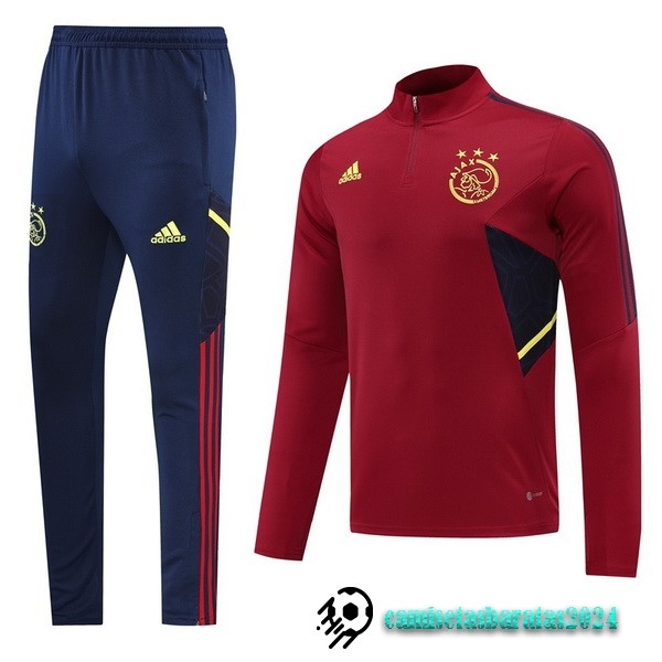 Replicas Conjunto Completo Ropa Deportiva Con Cremallera Larga Ajax 2022 2023 Purpura I Rojo