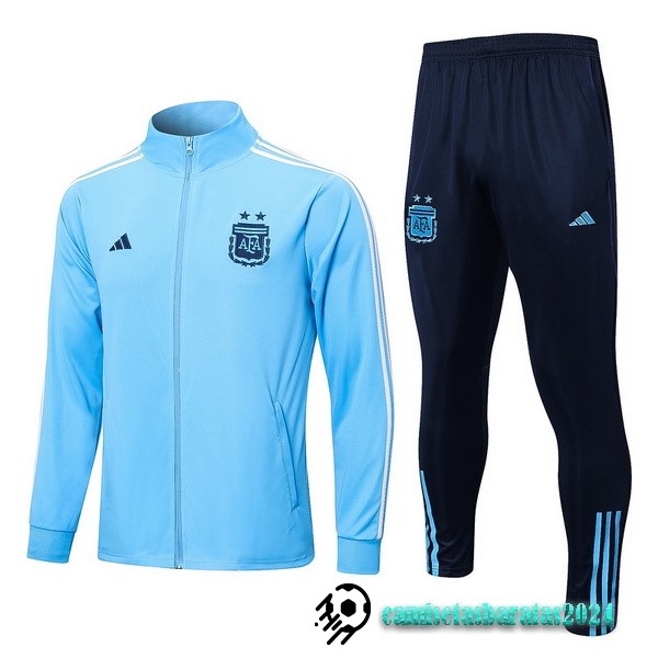 Replicas Conjunto Completo Ropa Deportiva Con Cremallera Larga Argentina 2022 Azul