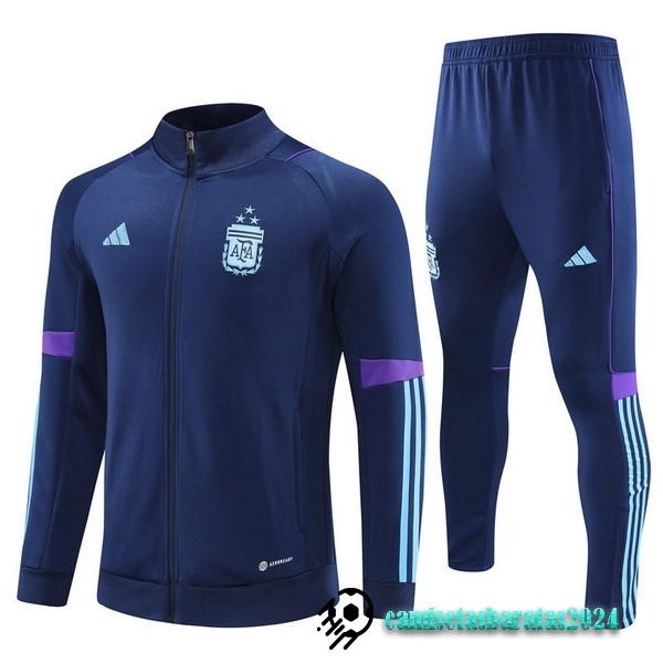 Replicas Conjunto Completo Ropa Deportiva Con Cremallera Larga Argentina 2023 Azul II Marino