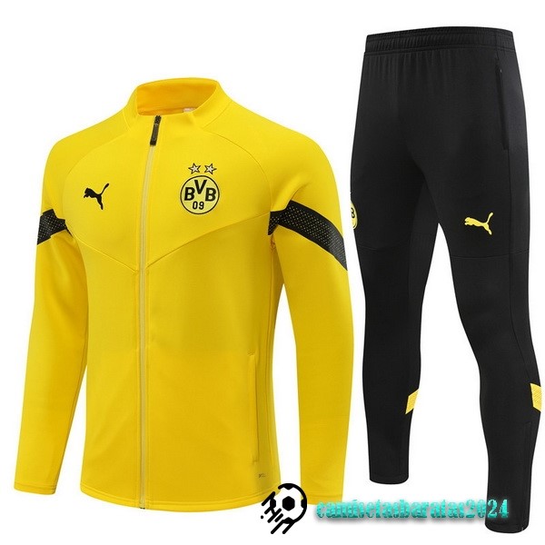 Replicas Conjunto Completo Ropa Deportiva Con Cremallera Larga Borussia Dortmund 2022 2023 Amarillo