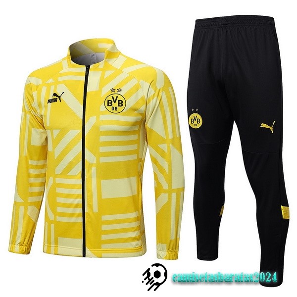 Replicas Conjunto Completo Ropa Deportiva Con Cremallera Larga Borussia Dortmund 2022 2023 Amarillo III Negro