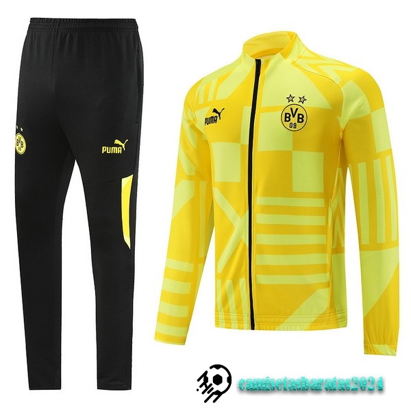 Replicas Conjunto Completo Ropa Deportiva Con Cremallera Larga Borussia Dortmund 2022 2023 Amarillo II Negro