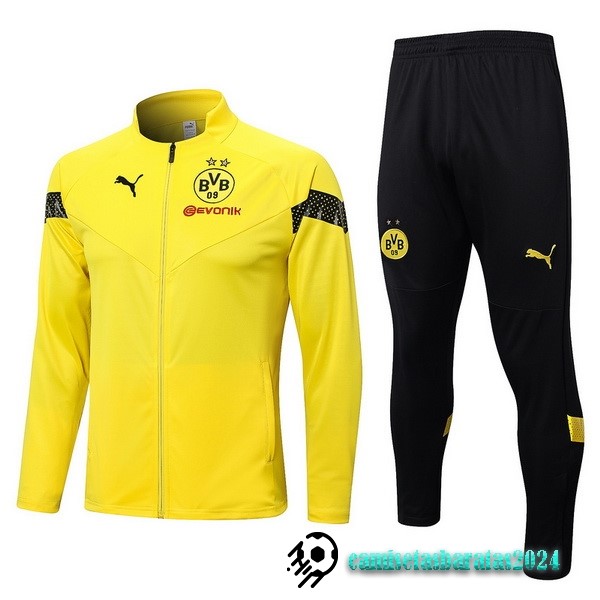 Replicas Conjunto Completo Ropa Deportiva Con Cremallera Larga Borussia Dortmund 2022 2023 Amarillo Negro