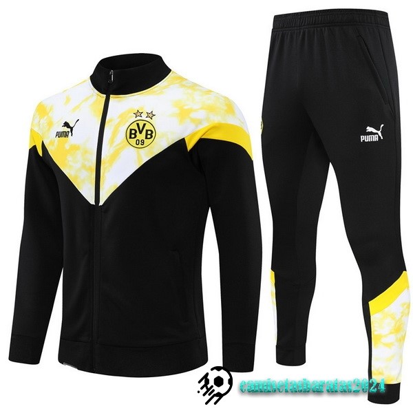 Replicas Conjunto Completo Ropa Deportiva Con Cremallera Larga Borussia Dortmund 2022 2023 Negro Amarillo