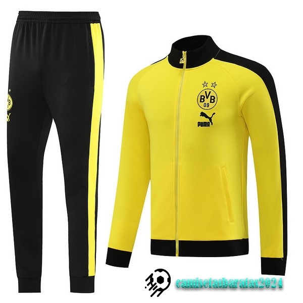 Replicas Conjunto Completo Ropa Deportiva Con Cremallera Larga Borussia Dortmund 2023 2024 Amarillo Negro