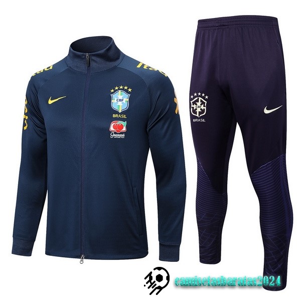 Replicas Conjunto Completo Ropa Deportiva Con Cremallera Larga Brasil 2022 Azul Marino