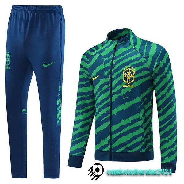 Replicas Conjunto Completo Ropa Deportiva Con Cremallera Larga Brasil 2022 Verde