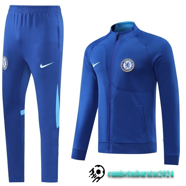 Replicas Conjunto Completo Ropa Deportiva Con Cremallera Larga Chelsea 2022 2023 Azul