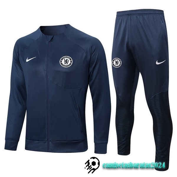 Replicas Conjunto Completo Ropa Deportiva Con Cremallera Larga Chelsea 2022 2023 Azul Marino