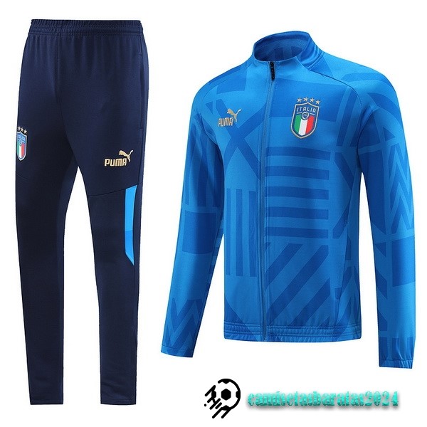 Replicas Conjunto Completo Ropa Deportiva Con Cremallera Larga Italia 2022 Azul