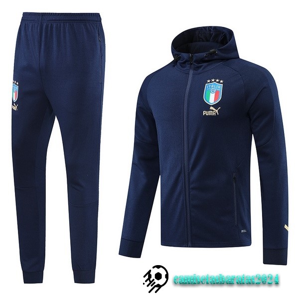 Replicas Conjunto Completo Ropa Deportiva Con Cremallera Larga Italia 2022 Azul Marino