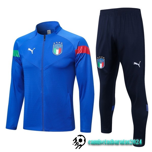 Replicas Conjunto Completo Ropa Deportiva Con Cremallera Larga Italia 2022 III Azul