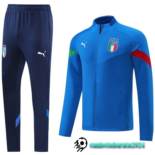 Replicas Conjunto Completo Ropa Deportiva Con Cremallera Larga Italia 2022 I Azul