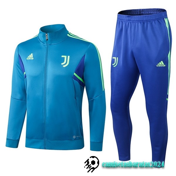 Replicas Conjunto Completo Ropa Deportiva Con Cremallera Larga Juventus 2022 2023 Verde Azul