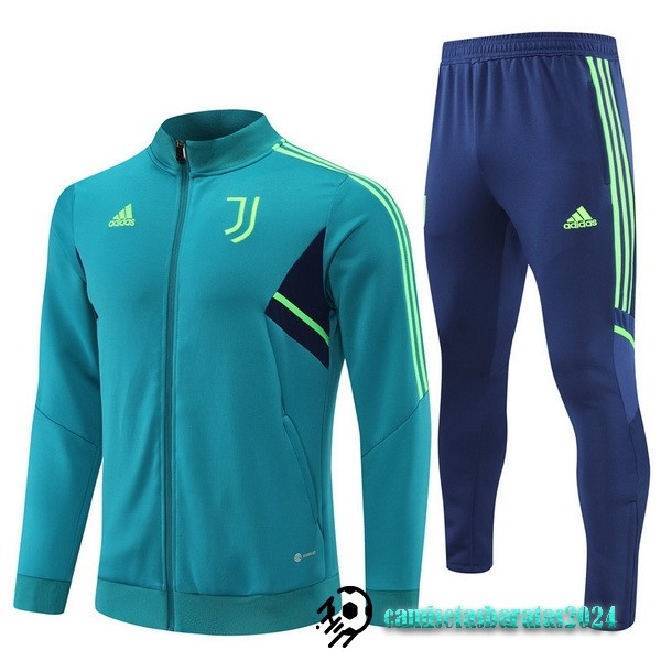 Replicas Conjunto Completo Ropa Deportiva Con Cremallera Larga Juventus 2022 2023 Verde I Azul