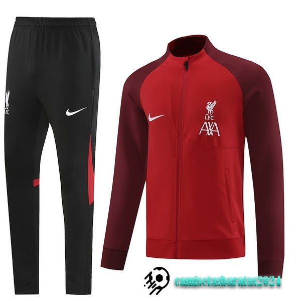 Replicas Conjunto Completo Ropa Deportiva Con Cremallera Larga Liverpool 2022 2023 Negro Rojo