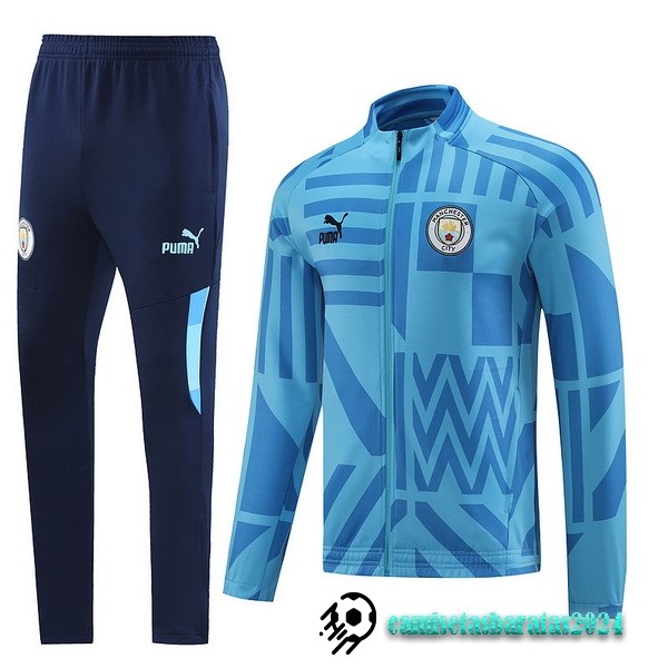 Replicas Conjunto Completo Ropa Deportiva Con Cremallera Larga Manchester City 2022 2023 Azul