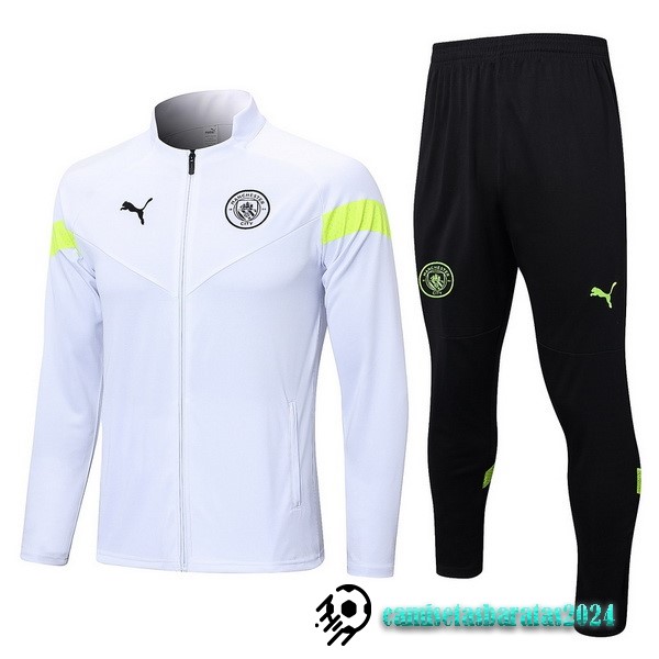 Replicas Conjunto Completo Ropa Deportiva Con Cremallera Larga Manchester City 2022 2023 Blanco Negro