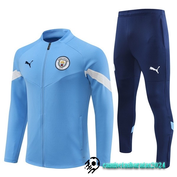 Replicas Conjunto Completo Ropa Deportiva Con Cremallera Larga Manchester City 2022 2023 II Azul