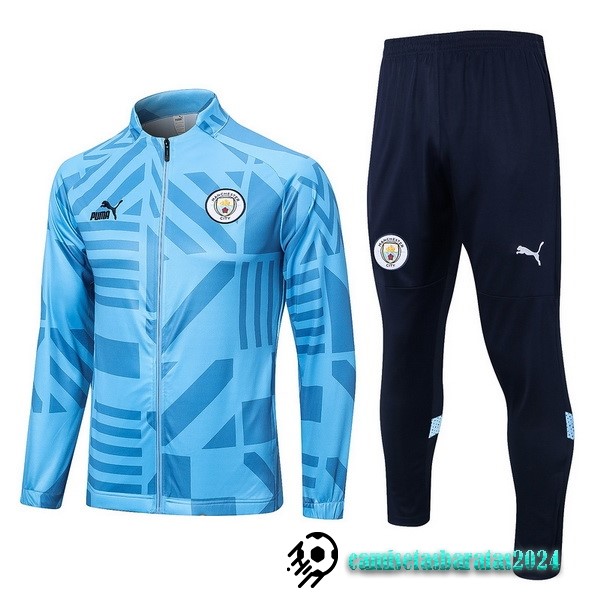 Replicas Conjunto Completo Ropa Deportiva Con Cremallera Larga Manchester City 2022 2023 I Azul