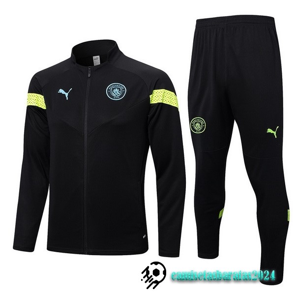 Replicas Conjunto Completo Ropa Deportiva Con Cremallera Larga Manchester City 2022 2023 Negro