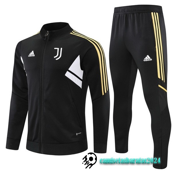 Replicas Conjunto Completo Ropa Deportiva Con Cremallera Larga Niños Juventus 2022 2023 Negro I Blanco