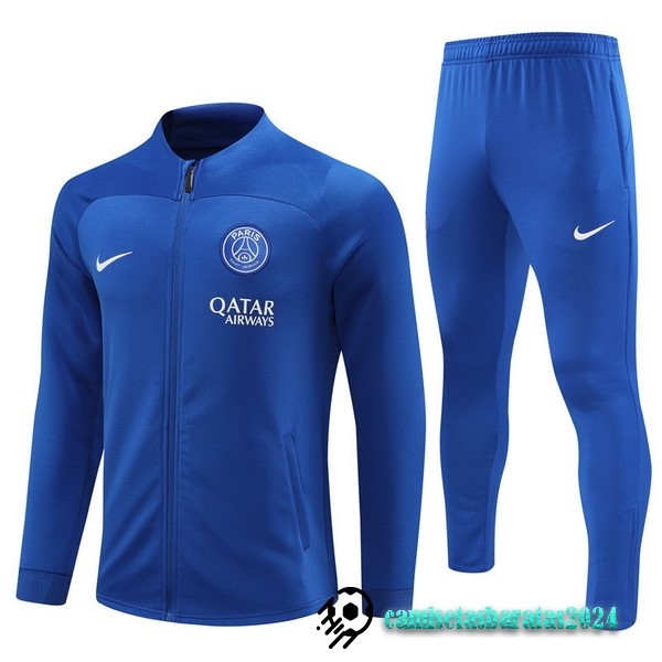 Replicas Conjunto Completo Ropa Deportiva Con Cremallera Larga Niños Paris Saint Germain 2022 2023 I Azul