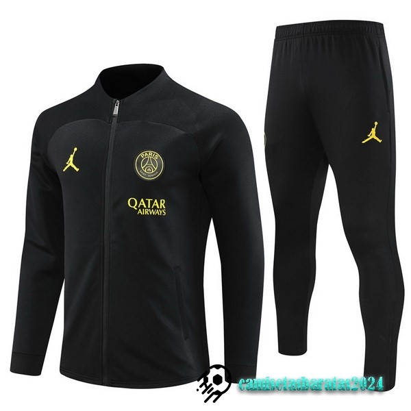 Replicas Conjunto Completo Ropa Deportiva Con Cremallera Larga Niños Paris Saint Germain 2022 2023 Negro