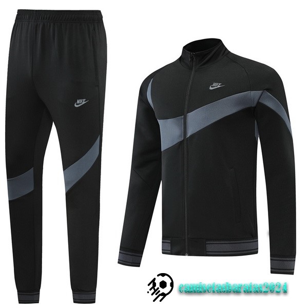 Replicas Conjunto Completo Ropa Deportiva Con Cremallera Larga Nike 2022 2023 Negro Gris