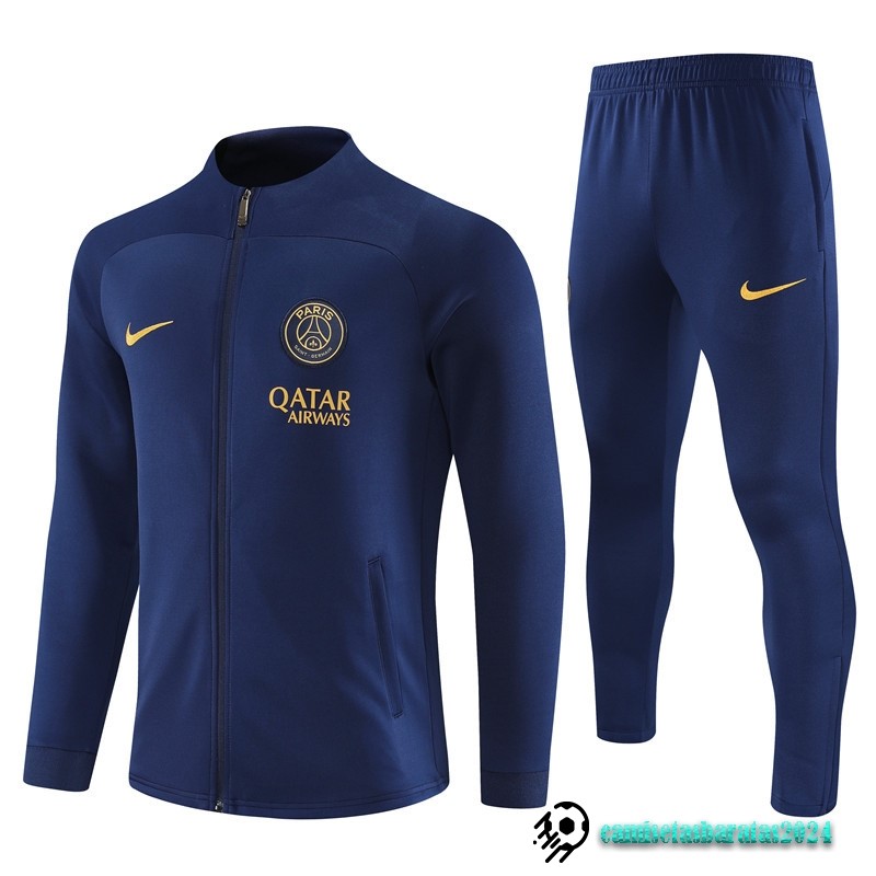 Replicas Conjunto Completo Ropa Deportiva Con Cremallera Larga Paris Saint Germain Niños 2023 2024 Azul I Marino