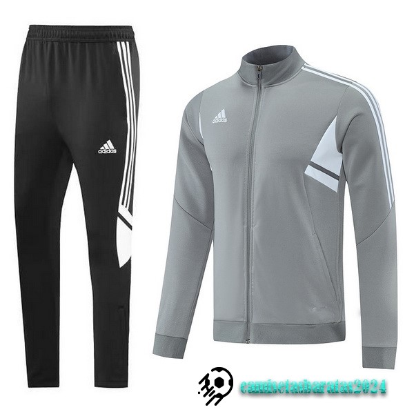 Replicas Conjunto Completo Ropa Deportiva Con Cremallera Larga adidas 2022 2023 Gris Negro