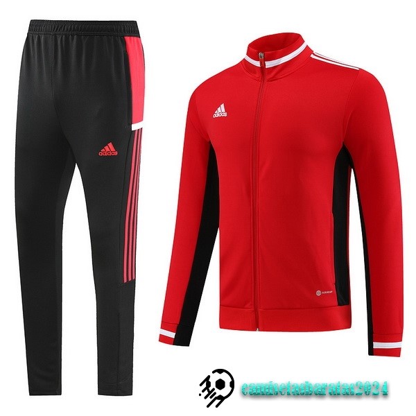 Replicas Conjunto Completo Ropa Deportiva Con Cremallera Larga adidas 2023 Rojo Negro